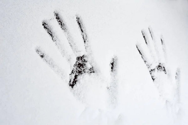 Отпечатки Пальцев Снегу — стоковое фото