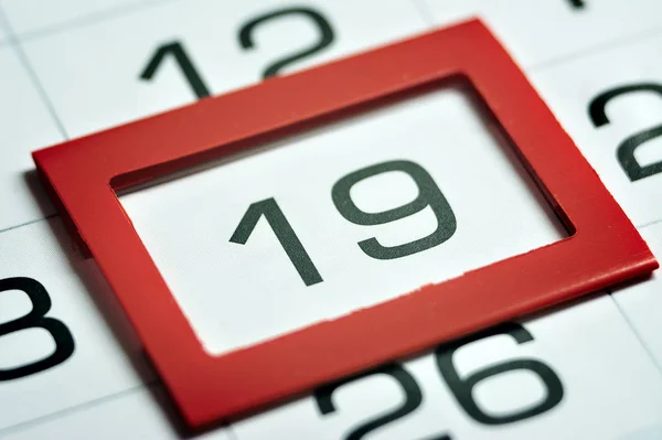 Tag Des Monats Hervorgehoben Auf Dem Kalender Mit Einem Roten — Stockfoto