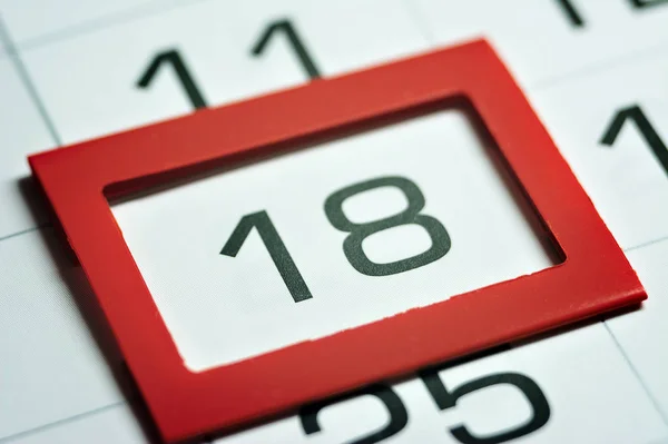 Achtzehnter Tag Des Monats Hervorgehoben Auf Dem Kalender Mit Einem — Stockfoto