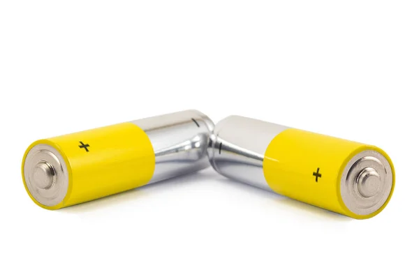 Batterie Alcaline Metallo Giallo Batterie Size Isolate Sfondo Bianco Primo — Foto Stock