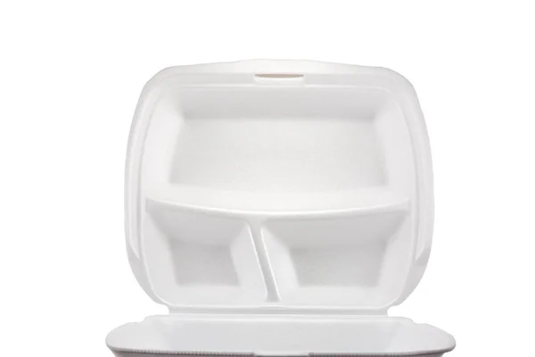 打开饭盒 供在白色背景上隔离的食物 复制空间 — 图库照片