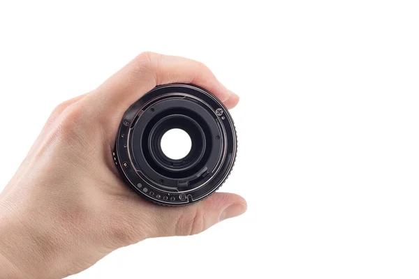 View Back Lens Detachable Camera Lens Hand Back Lens Mount — Stock Photo, Image