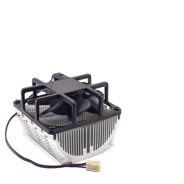 Ordinateur Cpu Système Refroidissement Ventilateur Radiateur Isolés Sur Fond Blanc — Photo