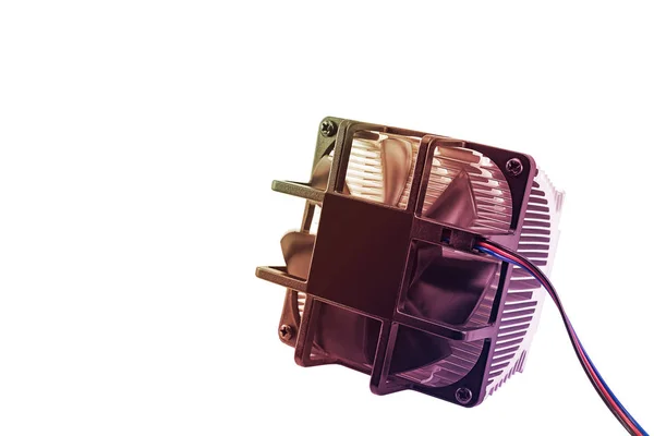 Computer Cpu Cooling System Fan Radiator Isolated White Background Toned — 스톡 사진