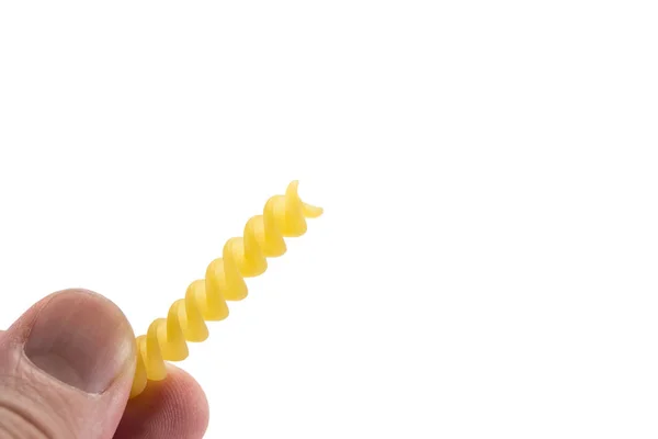 Pasta Handen Isolerad Vit Bakgrund Handgjorda Pasta Koncept — Stockfoto