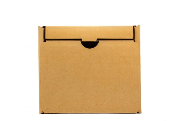 Caja Cartón Para Paquetes Artesanía Aislada Sobre Fondo Blanco Concepto — Foto de Stock