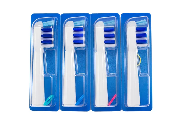 Упаковані Голови Електричної Зубної Щітки Ізольовані Білому Тлі — стокове фото
