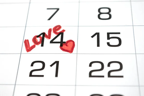 Marca Calendario Febrero Día San Valentín Amor Relación —  Fotos de Stock