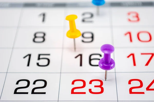 Pins Calendar Date Month End Month Reports End Work Deadline — Stock Photo, Image