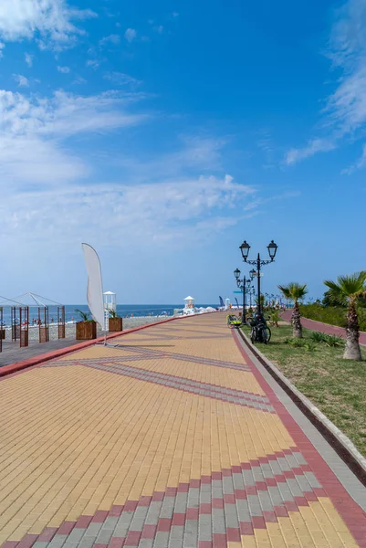 Embankment Covered Paving Stones Southern Warm Country Background Blue Sky — 스톡 사진