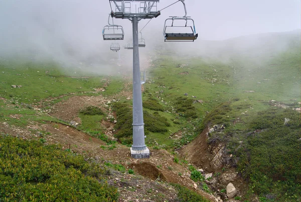 Cable Car Mountains Cableway Cableways Funicular Fog — 스톡 사진