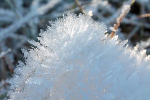 Gefrorene Wasserkristalle Der Natur Während Des Kälteeinbruchs Des Wintereinbruchs Wettervorhersage — Stockfoto