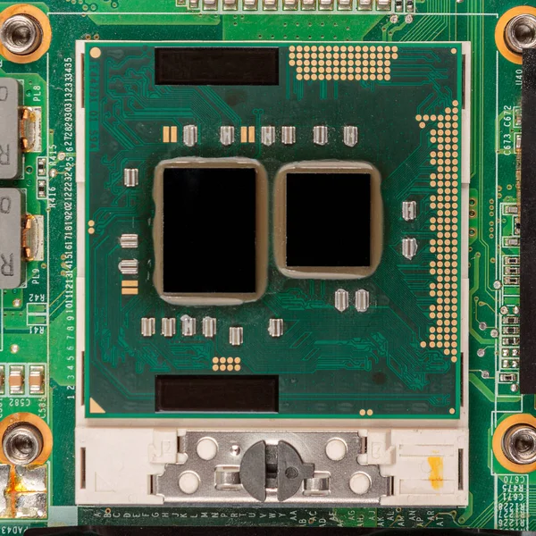 Ordenador Cpu Primer Plano Fondo Placa Base Zócalo Unidad Central — Foto de Stock