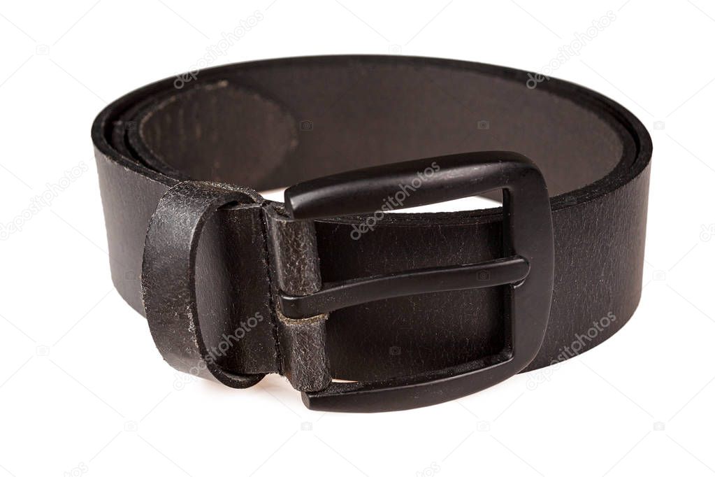 leather men's trouser belt isolated on white background