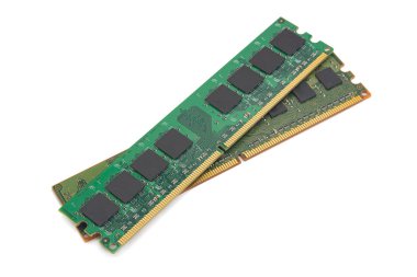 bilgisayar Ram, sistem belleği, ana bellek, rasgele erişim belleği, dahili bellek, gemide, bilgisayar detay, yakın çekim, yüksek çözünürlük, beyaz arka plan üzerinde izole