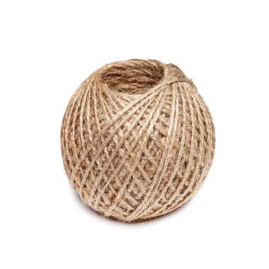 a coil of rope isolated on a white background, wound the twine into a ball