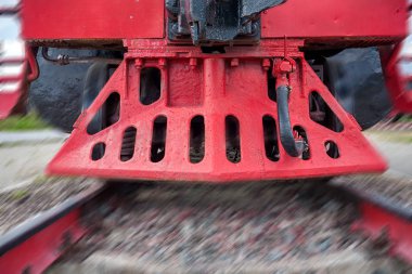 rails for trains close-up selective focus, against the background of the train coming towards, safety on the railway, the danger of railway crossings