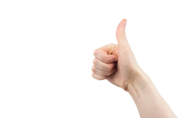 Hand Raised Thumb Sign Well Super Isolated White Background — Stockfoto