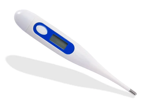 白色の背景に絶縁された電子温度計 落下影を持つ体温測定ツール — ストック写真