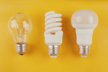 generations of light bulbs from incandescent and halogen bulbs to led bulbs, modern energy-saving technologies and environmental protection