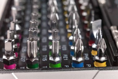 tornavida parçaları seti, makro, yakın çekim, seçici odak, tornavida başlıkları