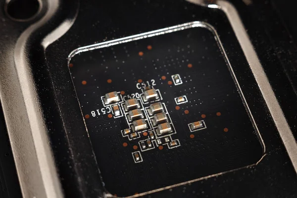 Een Chip Een Computer Met Veel Elektrische Elementen Een Cpu — Stockfoto