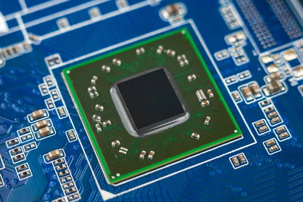 Chip Una Computadora Con Muchos Elementos Eléctricos Una Cpu Una — Foto de Stock