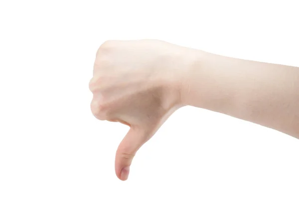 Fist Thumb Isolated White Background Concept Negative Bad News — Stockfoto