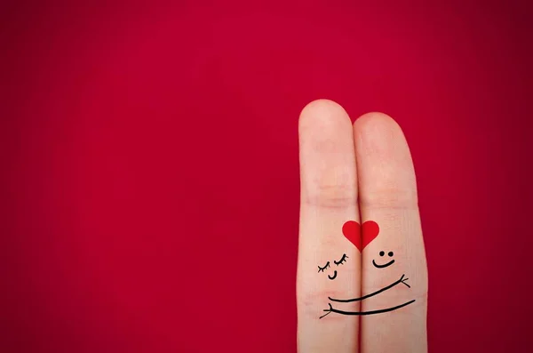 Dedos Unidos Con Corazón Pintado Una Sonrisa Alegre Emoticonos Emoticonos — Foto de Stock