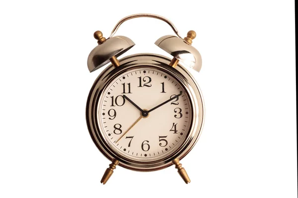 Metal Vintage Alarm Clock Bells Isolated White Background — 스톡 사진