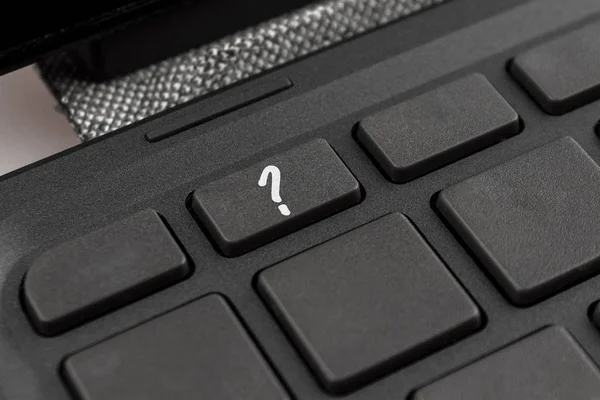 Ponto Interrogação Tecla Teclado Computador Pessoal Laptop Macro Close — Fotografia de Stock