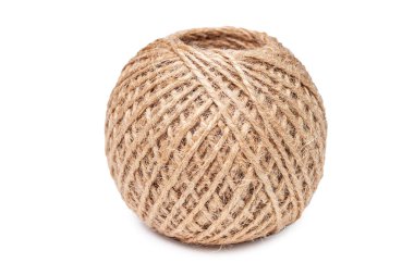 a coil of rope isolated on a white background, wound the twine into a ball