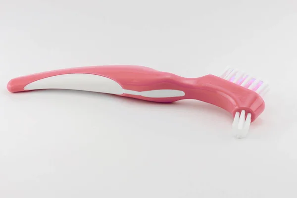 Cepillo Duro Para Limpiar Enjuagar Dentaduras Postizas Extraíbles Cuidado Tratamiento — Foto de Stock