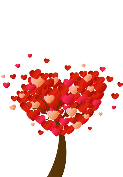 Árvore Criada Partir Corações Rosa Vermelho Isolado Fundo Branco — Fotografia de Stock