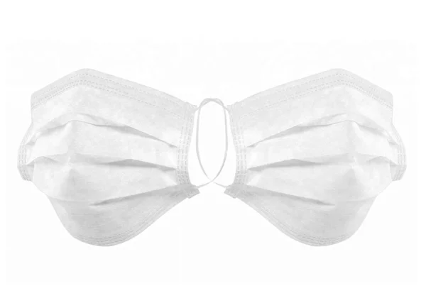 Beyaz arka planda beyaz tıbbi maske