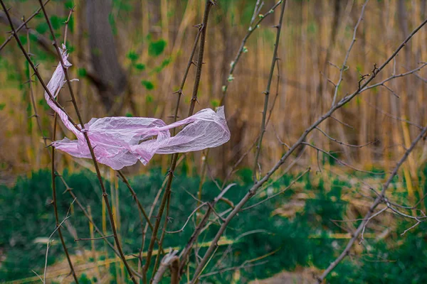 colored plastic garbage, plastic tableware in the grass, environmental pollution, ecology