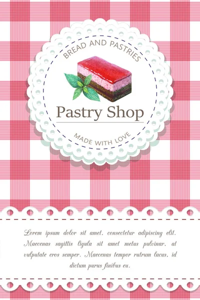 Bakery Pastry Shop Label Logo Flyer Template Cake Illustration Lettering — Stock Photo, Image