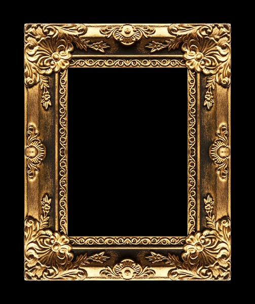 Antique picture golden frame isolated on black background, clipp — Stock Photo, Image