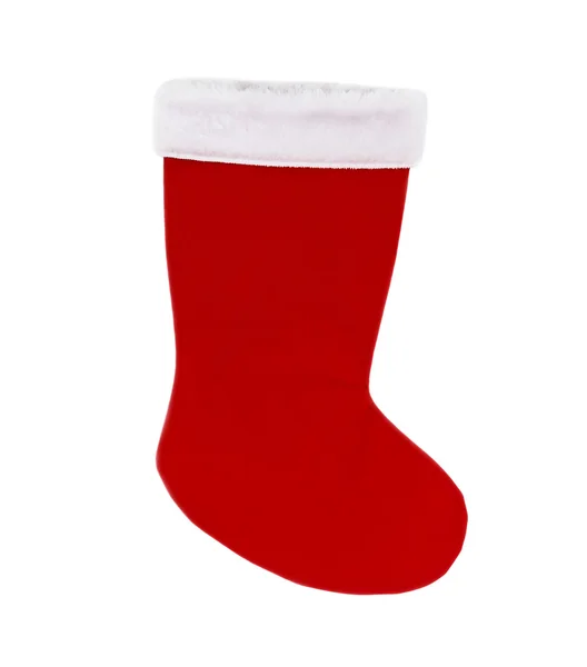 Röda strumpor på vit bakgrund, tillbehör för dekoration jult — Stockfoto