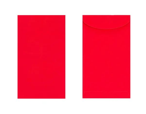 Envelope vermelho frente e traseira isolar no fundo branco, Clippin — Fotografia de Stock