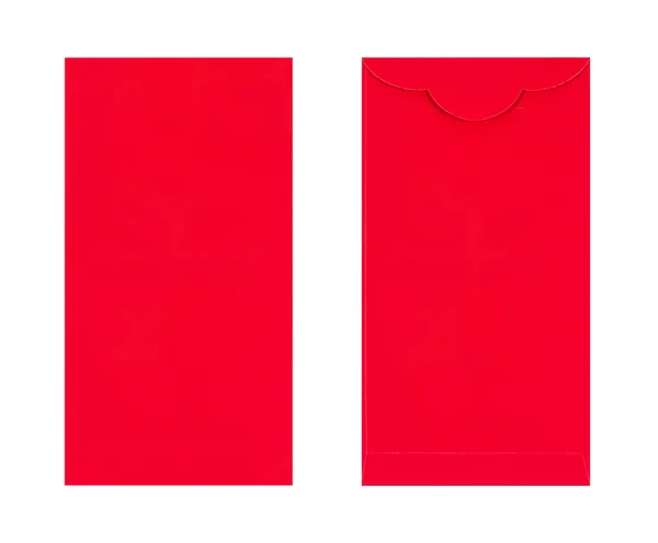 Envelope vermelho frente e traseira isolar no fundo branco, Clippin — Fotografia de Stock