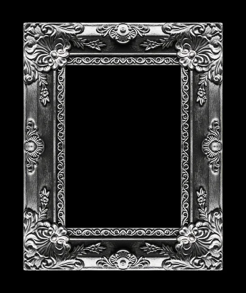 Cadre gris photo antique isolé sur fond noir, clippin — Photo