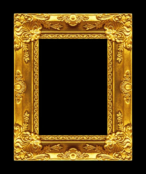 Antique picture gold frame isolated on black background, clippin — Stock Photo, Image