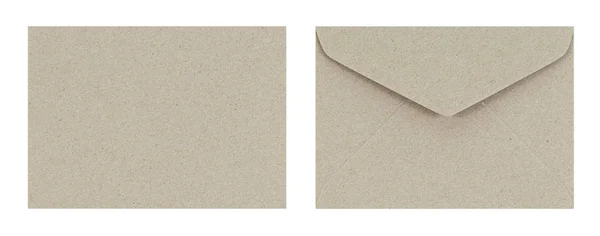Kahverengi zarf ön ve arka beyaz zemin üzerine, Clipp izole — Stok fotoğraf