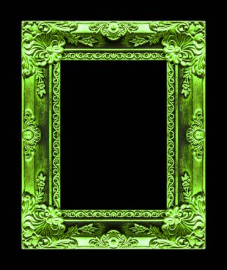 Antika resim greenframe siyah arka plan üzerine izole clippin