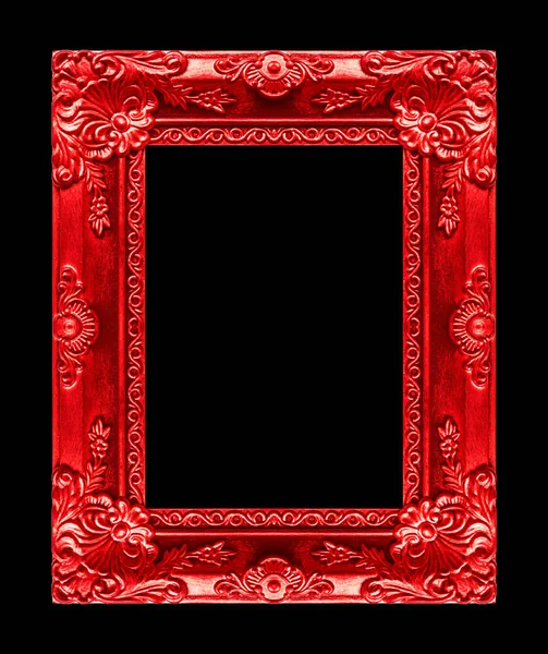 Imagem antiga moldura vermelha isolada no fundo preto, recorte — Fotografia de Stock