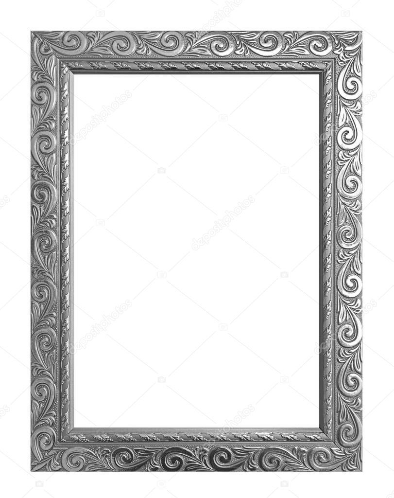 Antique gray frame isolated on white background, clipping path