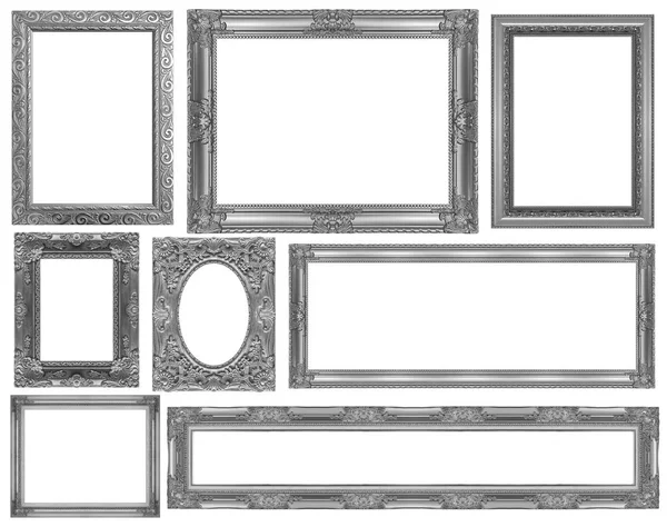 Kolekce šedý rám izolovaných na bílém pozadí, výřez pat — Stock fotografie