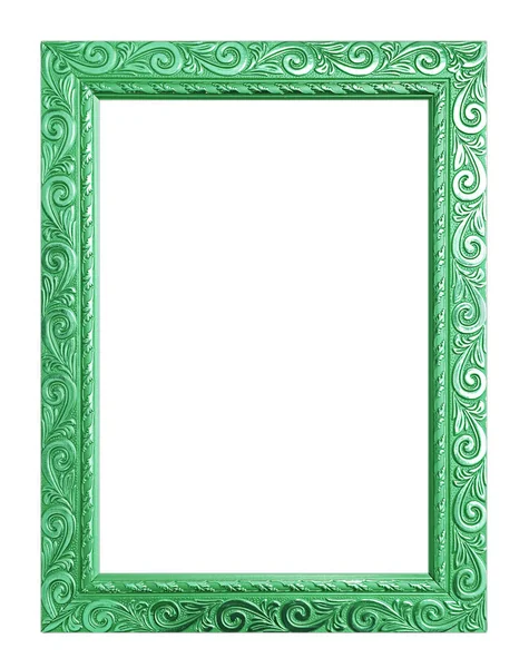 在白色背景上隔离的古董绿色框架，剪切路径 — 图库照片