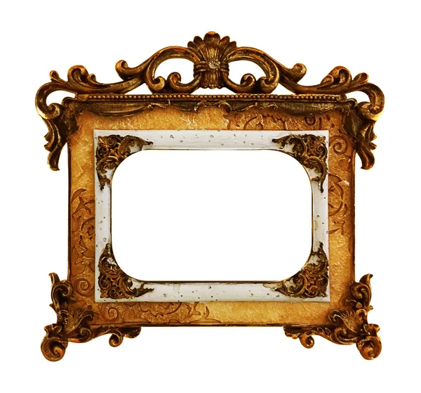 Antique gold frame isolated on black background, clipping path — Stock Photo, Image